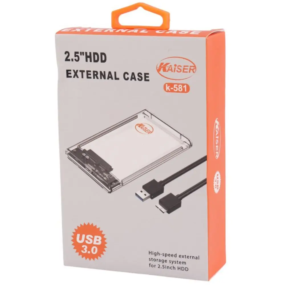 باکس هارد ۲.۵ اینچی USB 3.0 کایزر (KAISER) مدل K-581 | انتخابی مطمئن برای ذخیره‌سازی سریع و ایمن